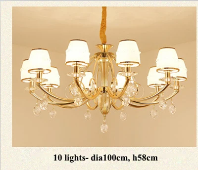 10 lights Современные золотые металлические светодиодные подвесные люстры для гостиной, хрустальные светодиодные люстры, светильники для столовой - Цвет абажура: 10 lights