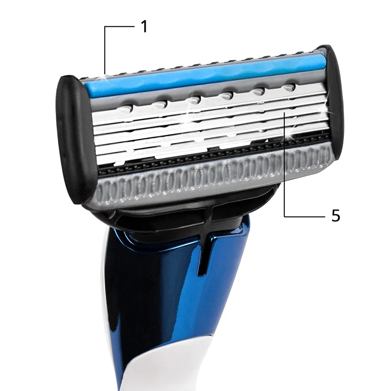 QSHAVE Blue Series 5 Layer USA Blade ручная Бритва для мужчин бритвенный станок с 2 лезвиями X5 имя