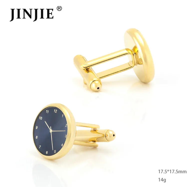 Best new design wedding tuxedo cuff studs and gold and blue watch cufflinks gift set for men