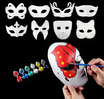

New DIY Mask Hand Painted Halloween White Face Mask Butterfly Blank Paper Masks Masquerade Cosplay Party Props