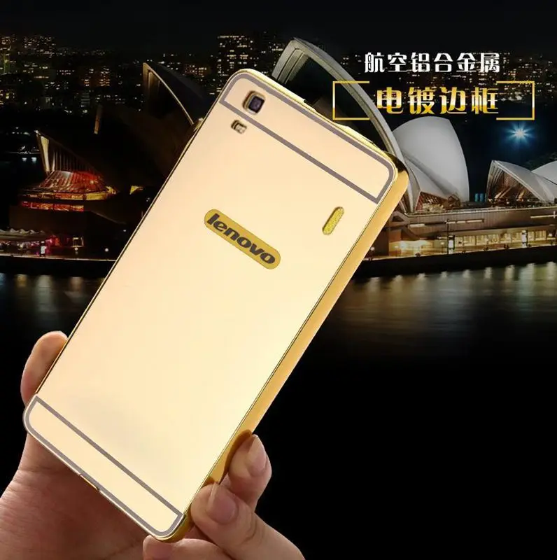 TUKE teléfono caso para Lenovo K3 Nota de aluminio caso de marco de Metal para Lenovo K3 nota A7000 espejo acrílico cubierta Fundas