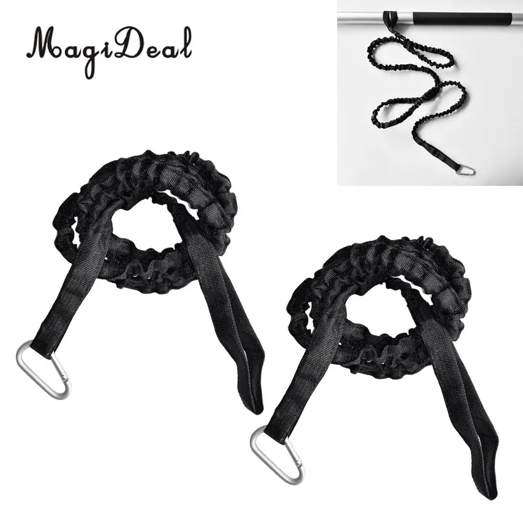 MagiDeal 2 Pieces Kayak Canoe Paddle Leash Fishing Rod Leash Safety Cord & Carabiner Camping Hiking Bungee Inflatable Boat Acces