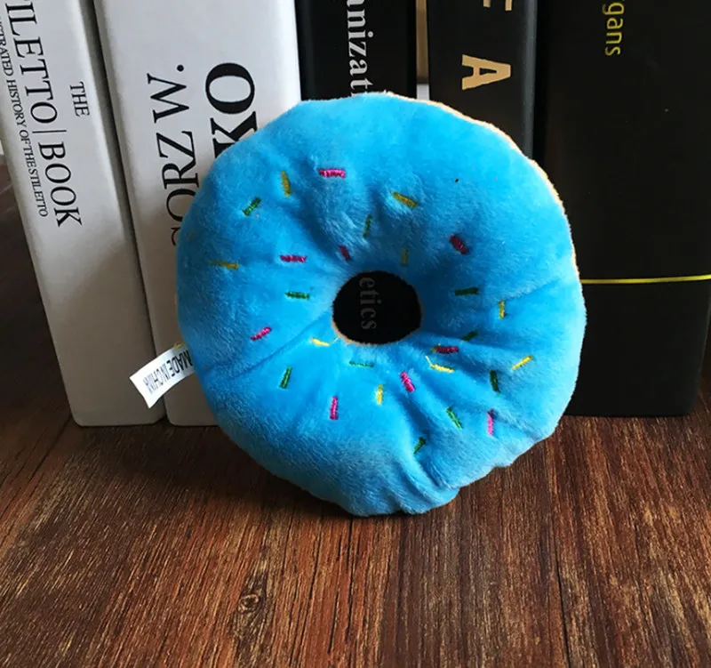 Blue Красивый домашнее животное Чу Хлопок пончик игрушки играют собаки прекрасная комнатная Собачка Щенок Кошка выдергивания Жевательная пищалка кряканье игрушка, игрушечный пончик - Цвет: Blue