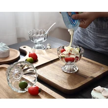 Бессвинцовая прозрачная стеклянная Цветочная десертная чашка прекрасное мороженое чашка салатное стекло креативные домашние чашки для питья