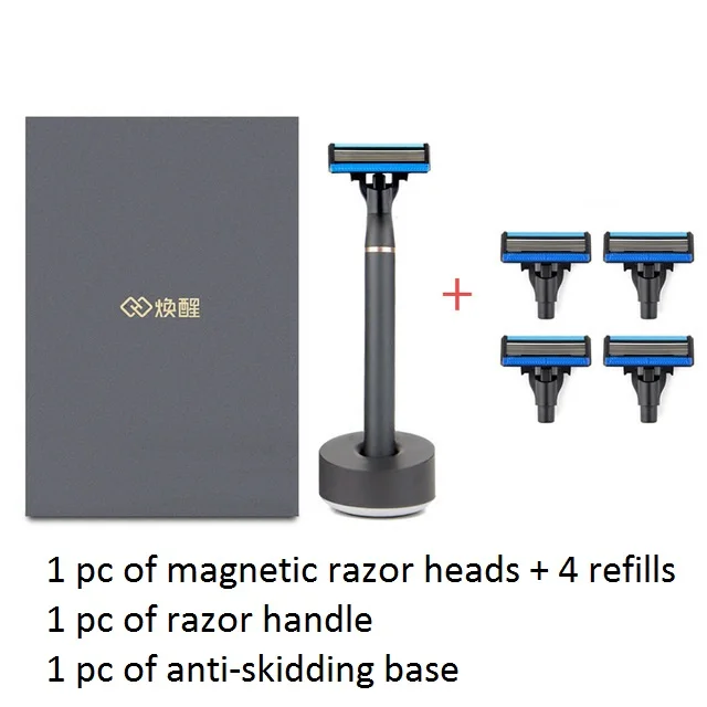 Г-н Handx Для мужчин бритвы бритья с магнитной соединения и хранения базы - Цвет: H600-3 with 4 heads