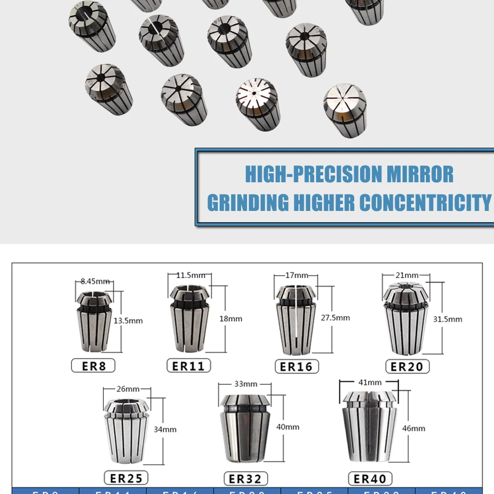 16 шт ER20 Колле Набор 1 мм до 1-13 мм 1/2 1/4 1/8 Весна кусок для ЧПУ зажимные цанговый зажим держатель