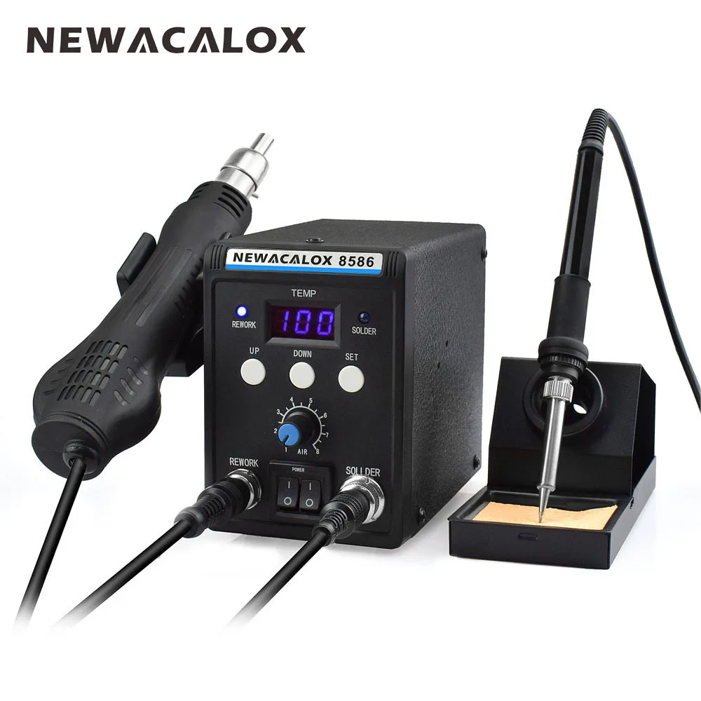 NEWACALOX 8586 220 В 700 Вт Бессвинцовая паяльная станция BGA Rework SMD фена Тепловая