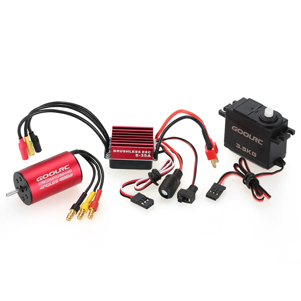 

GoolRC S2440 4000KV Brushless Motor S-35A ESC with 3.5kg Servo Upgrade Brushless Combo Set for 1/16 RC Car Truck