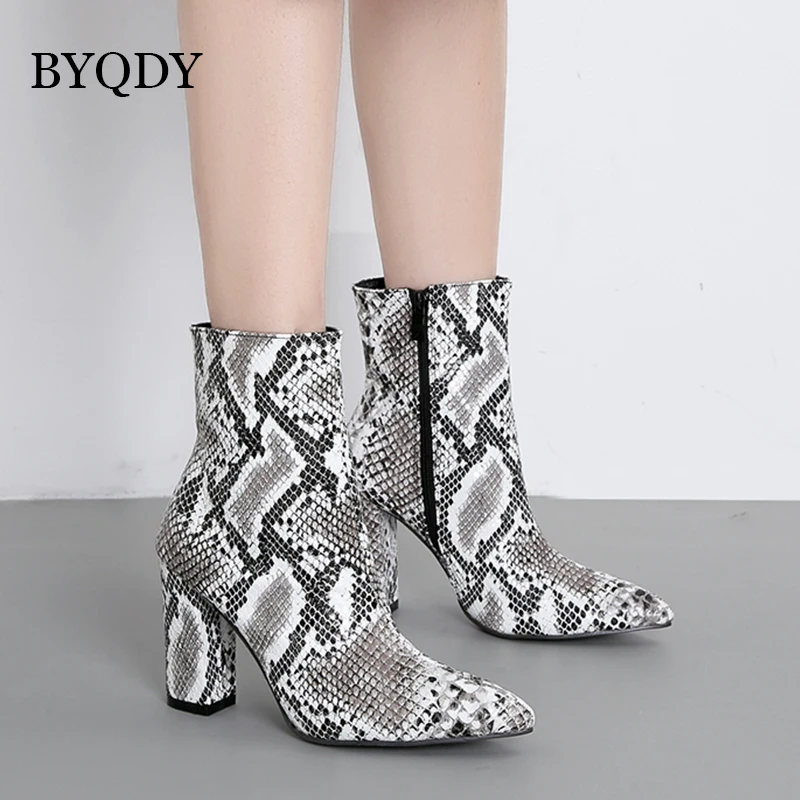 Byqdy 2019 New Spring Boots Women Pointed Toe Chelsea Boots High Heels