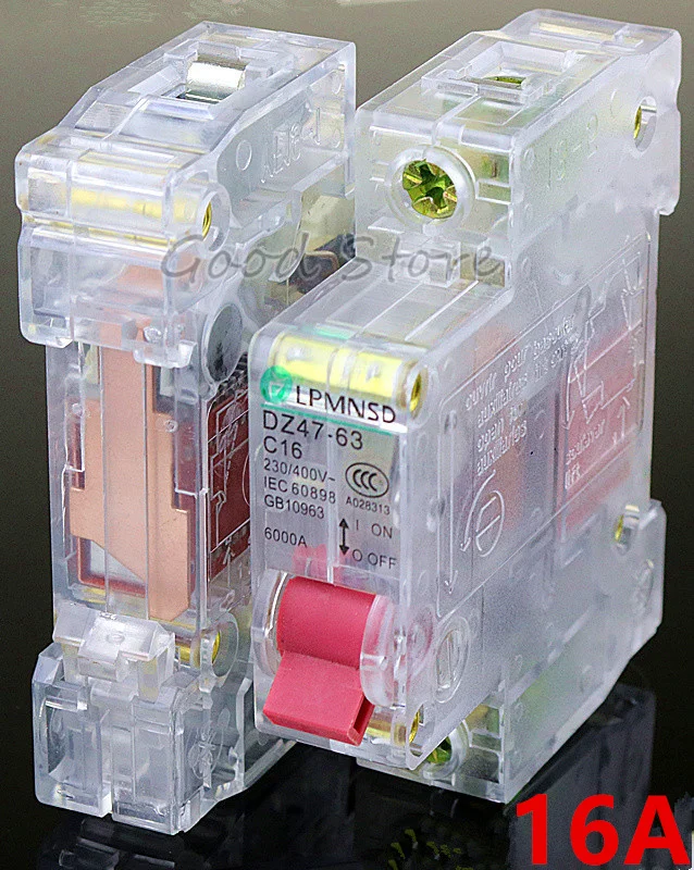 1PCS DZ47 MCB 16A 250V Transparent SD Alarm Auxiliary Switch AC DC
