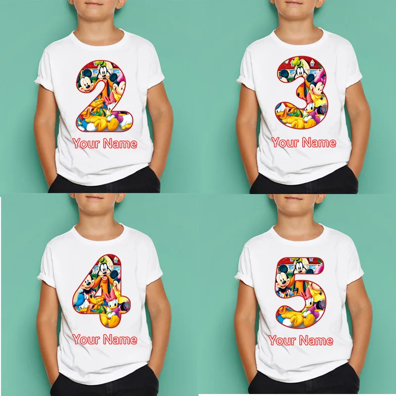 

Boys/Girls Mickey Birthday Number T Shirt Kids Birthday Short Sleeve Tops Children's Masks Birthday Gift,Dropshipping