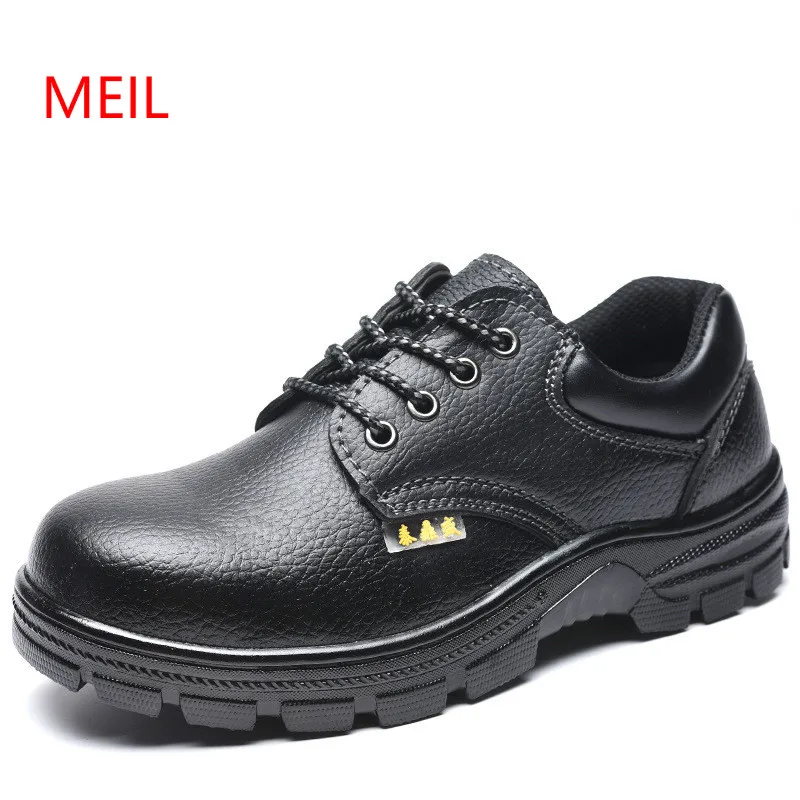 Plus Size 35 47 Genuine Leather Work Safety Shoes Men Steel Toecap
