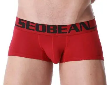 SEOBEAN мужские новые модные однотонные боксеры нижнее белье с низкой посадкой Боксеры 3 цвета - Цвет: Красный