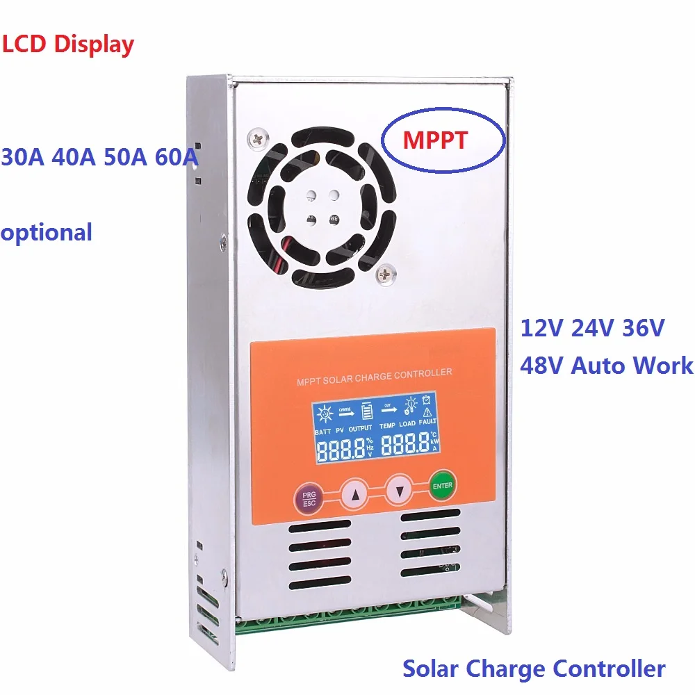 

High Efficiency MPPT LCD Display 30A 40A 50A 60A Solar Charge Controller 12V 24V 36V 48V Solar Charge Controller