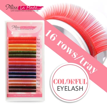 Misslamode 8 Colors 16rows Rainbow Eyelash Extension color False Fake Lashes eyelashes false eyelash 0.07/0.10 1pc/lot 1