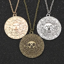 Пираты Карибы ожерелье Джек Воробей ацтекский медальон в форме монеты Винтажный Золотой Бронзовый Серебряный кулон оптом