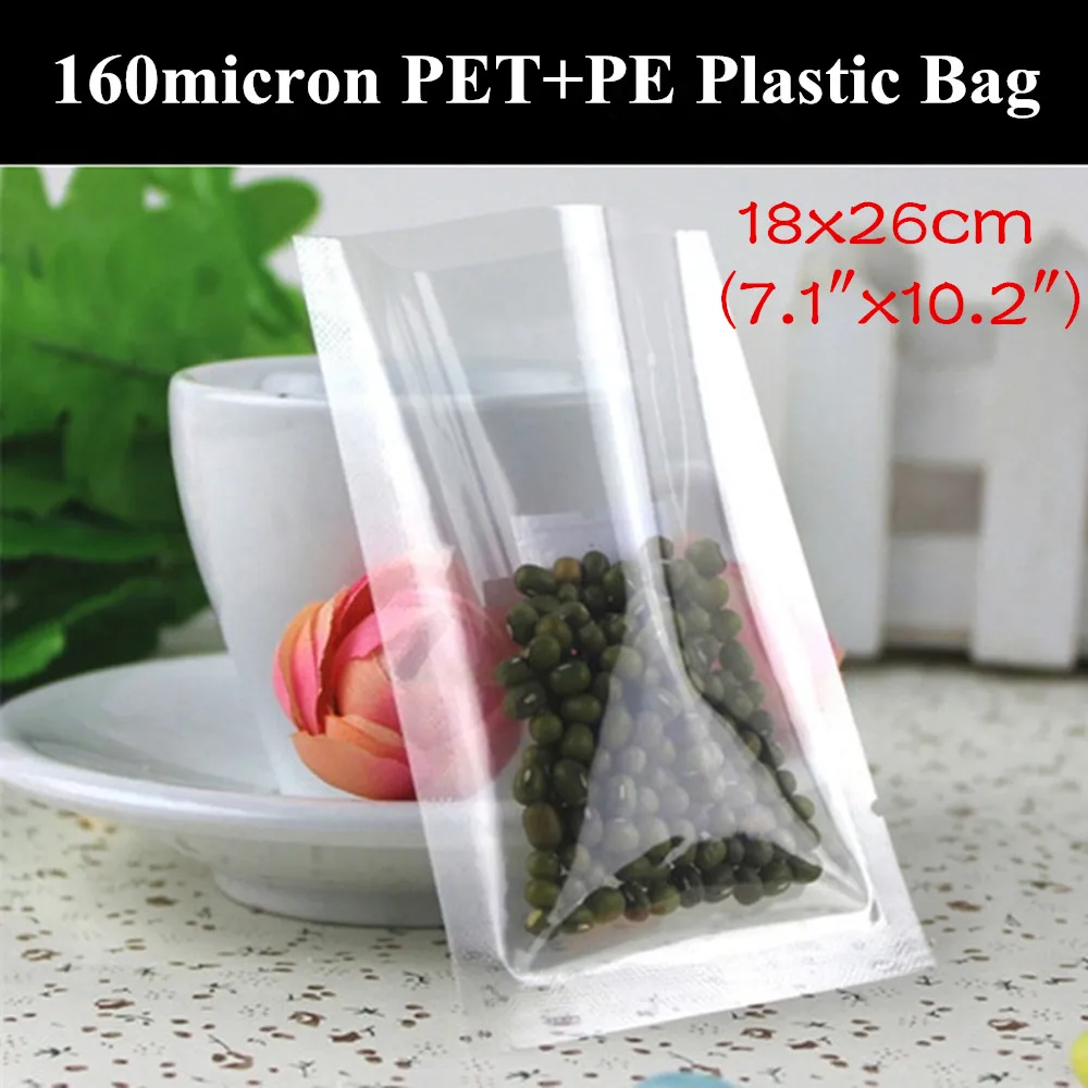 100pcs 18x26cm (7.1"x10.2") 160micron 3 Sides Sealing Plastic Storage