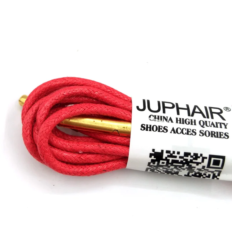 1-12 Pairs Red Women High Quality Unise Laces Waxed Round Shoelaces Sneaker Solid Polyester Twisted Shoes Metal Head Shoelaces