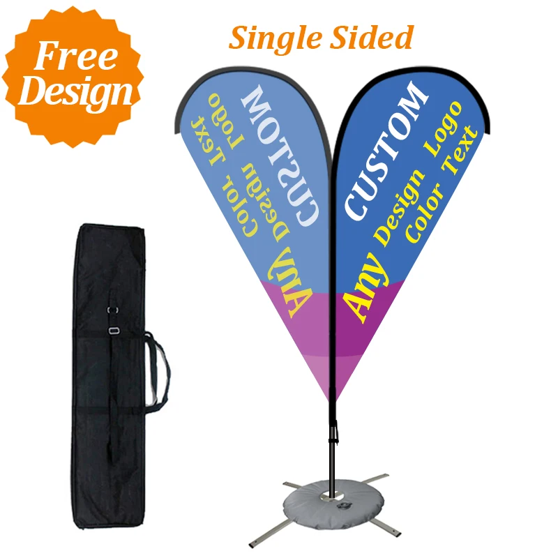 

Custom Single Sided Teardrop Flags for Business/Christmas/Coffee/Hair Salon/Includes Pole Kit+Crossbase+Carrybag+Water Bag