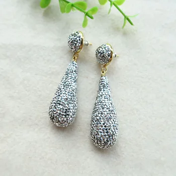 

5 Pairs Teardrop Crystal Earrings Paved Rhinestone Beads Drop Earring Handmade Jewelry ER03