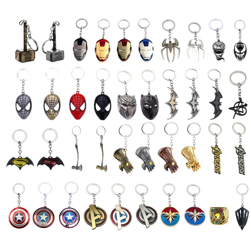 

The Avengers 4 thor hammer thanos axe keychain Captain America marvel iron spider man batman venom Superhero keyring key chains
