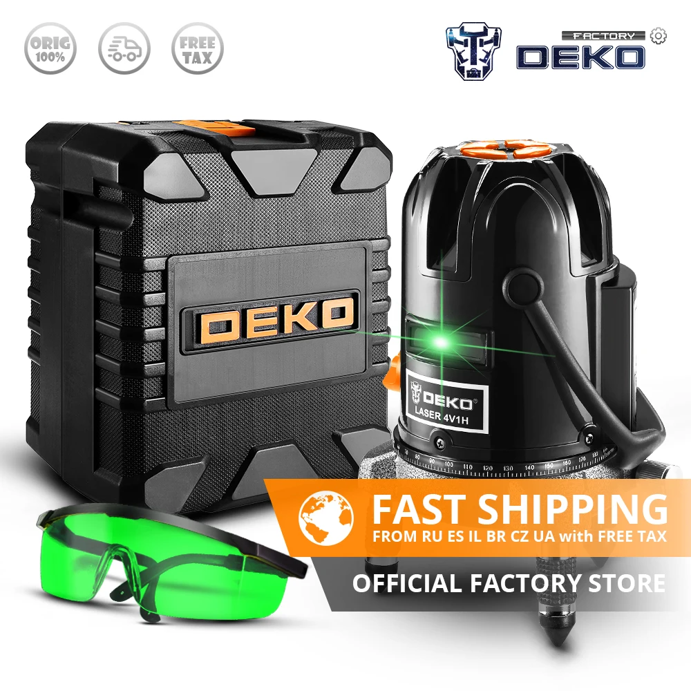 

DEKO DKLL501 5 Lines 6 Points Vertical&Horizontal Self-leveling Laser Level 360 Degrees Green Laser Line Indoor/Outdoor Y Box