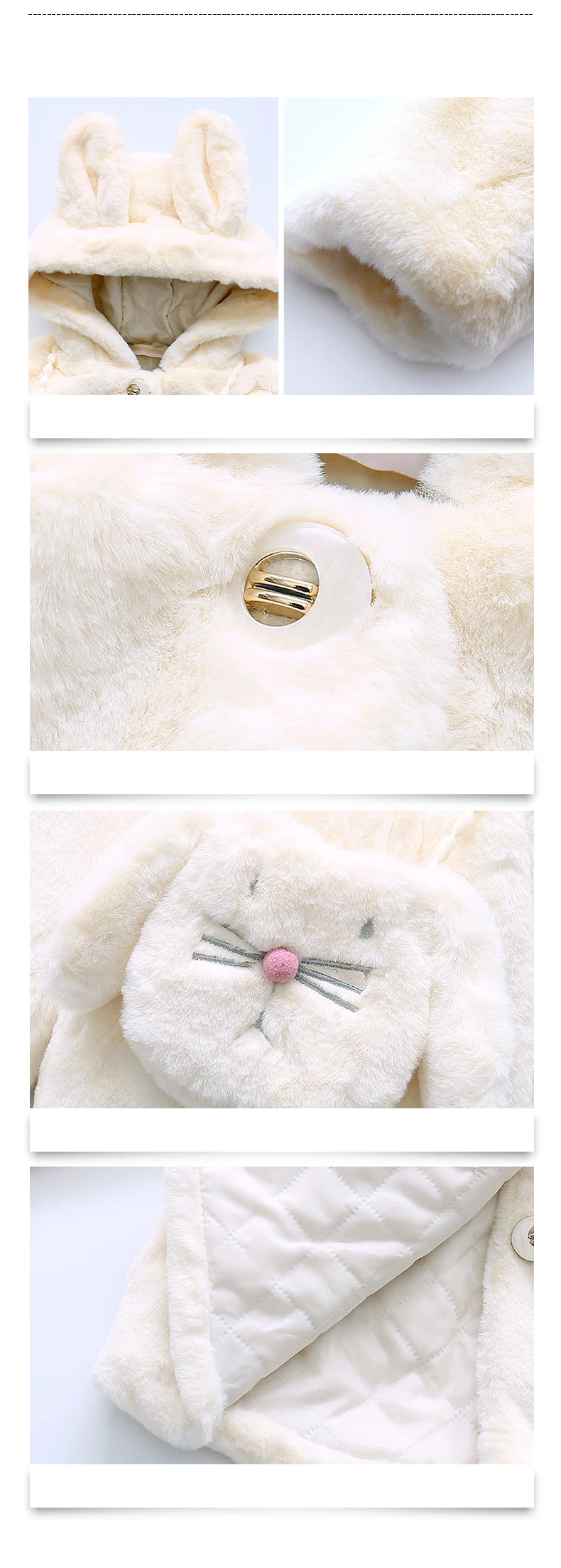 Baby Jackets Wool Coats Cute princess Girls Children's Autumn winter outerwear fashion fur Coats+Cartoon bunny ears bag For 2-12Y kids clothing (5)