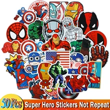 50 наклеек s фильм супер герой для Marvel наклейка "Мстители" мультфильм DIY наклейки JDM багаж ноутбук мотоцикл холодильник велосипед
