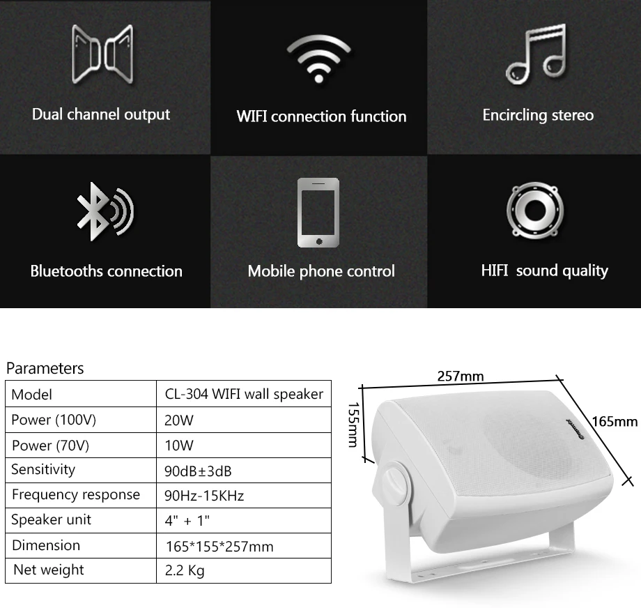 OUPUSHI CL304 20 Вт wifi Bluetooth настенный динамик интернет-магазины активный домашний кинотеатр акустическая система настенный динамик