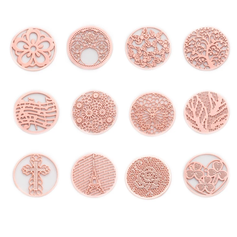 

2016 Hot sale 22mm new design 10pcs Round Window Plate Charms Rose gold Floating Plates fit 30mm Glass Locket , WS-13-02