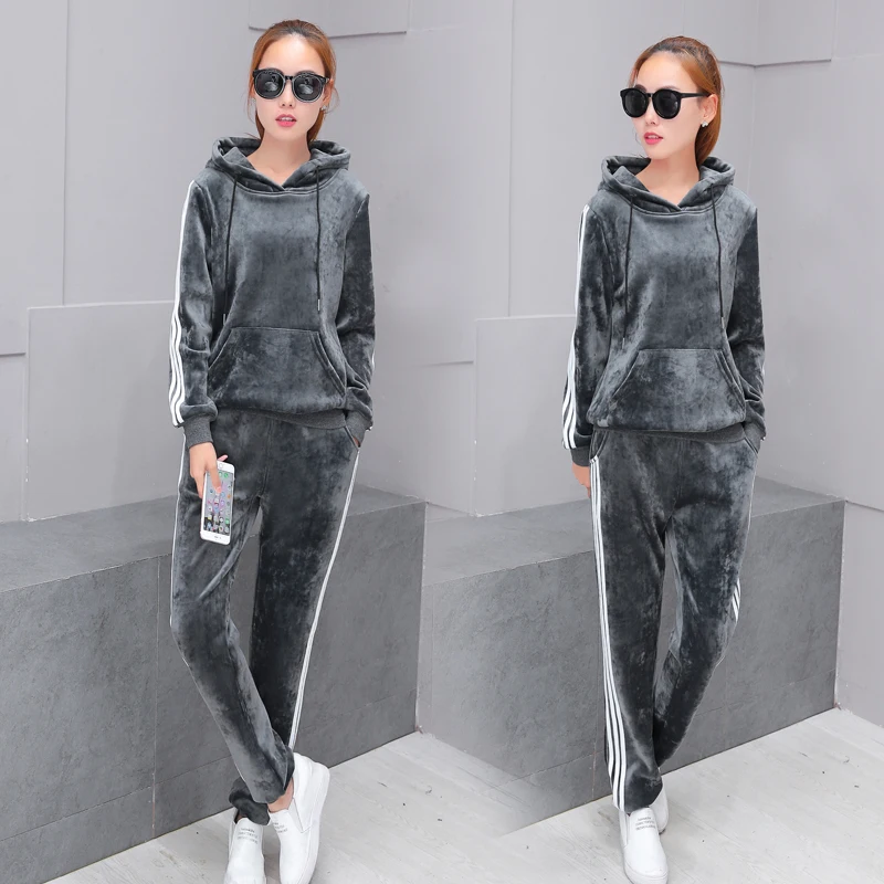 SusanDick New Women Winter Tracksuit Korean Fashion Thick Velvet Fleece ...