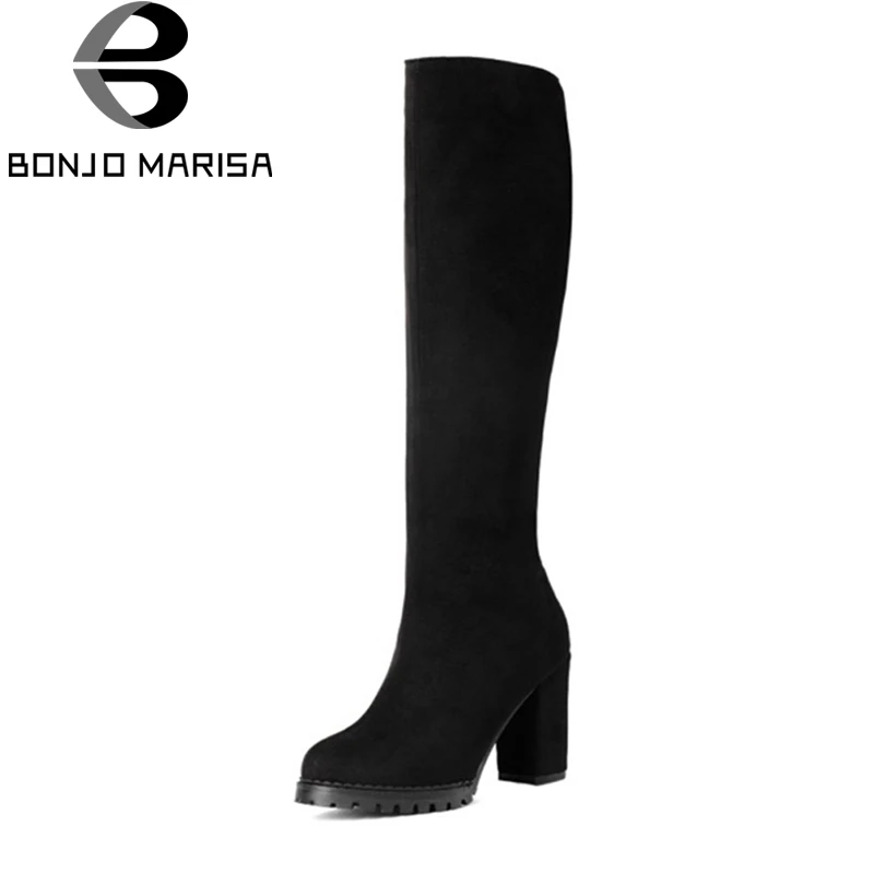 

BONJOMARISA Small Big Size 32-43 Knee High Boots Women High Heels Woman Shoes Sexy Party Dancing Winter Boots
