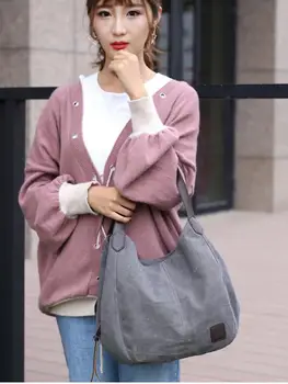 

Free shipping KS1-6 New style canvas bag ladies fashion simple handbag multi-layer leisure bag handbag