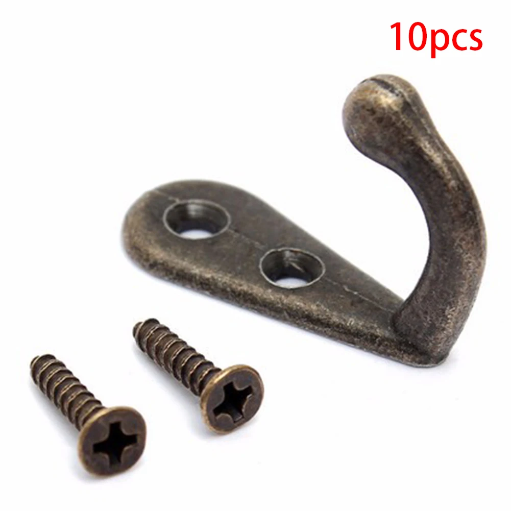

10pcs Wall Door Metal Antique Hooks Hanger For Key Clothes Coat Hat Bags Towel