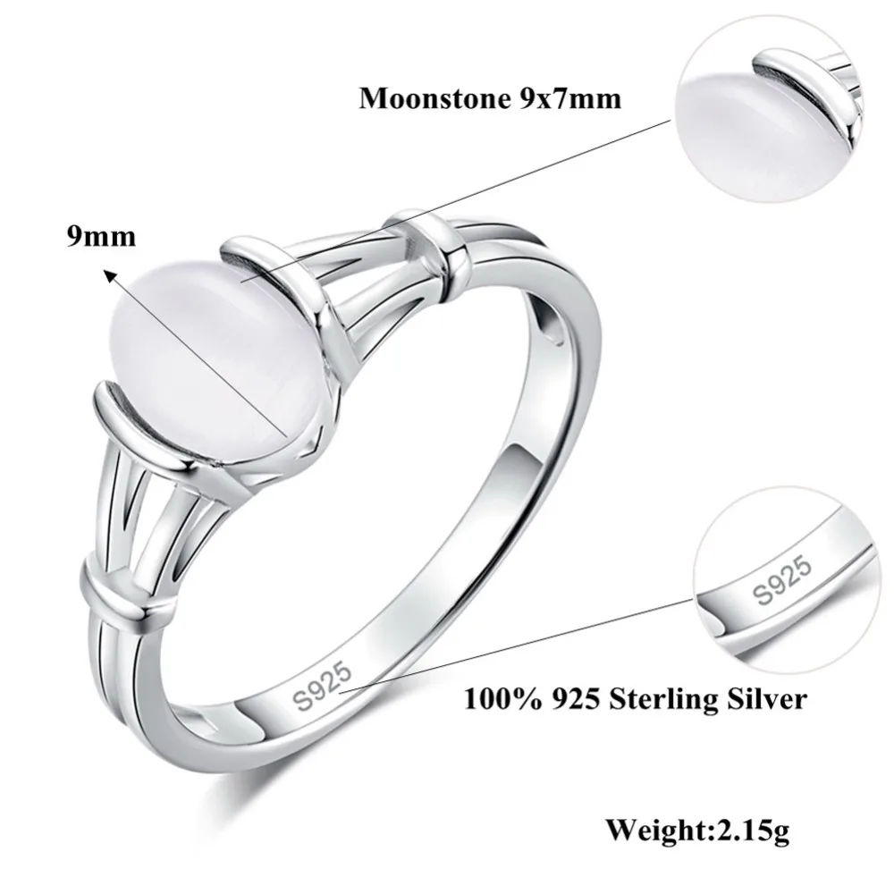 CiNily White & Blue Moonstone Solid 925 Sterling Silver Rings Twilight Bella Wedding Ring Pure Silver BOHO Vintage Jewelry Women