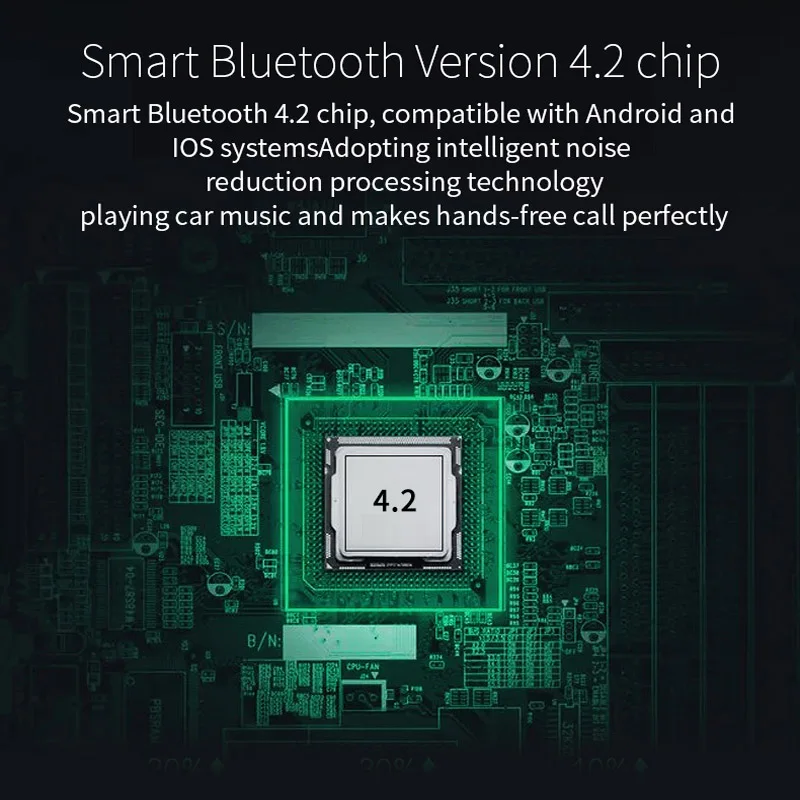 Jajabor Bluetooth 4,2 Блютуз-гарнитура fm-передатчик вспомогательный аудиоресивер A2DP Автомобильный MP3-плеер двойной USB 5V 2.4A автомобильное зарядное устройство