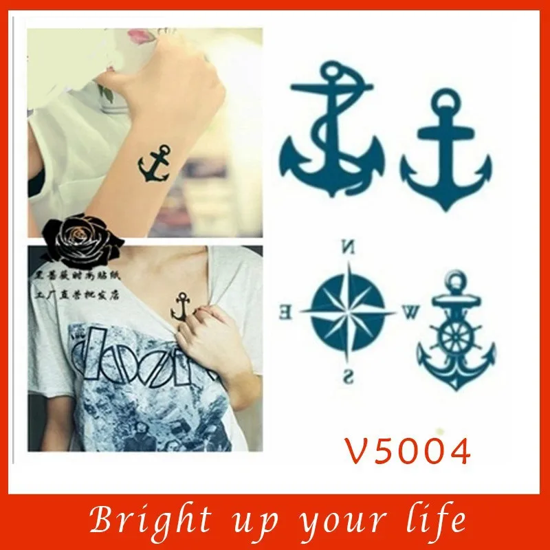 V5004 Temporary Tattoo Hand Painted Anchor Compass Imitation Waterproof Tattoo Stickers Cover The Scar Stickers Creative Sticker Tapesticker Kid Aliexpress