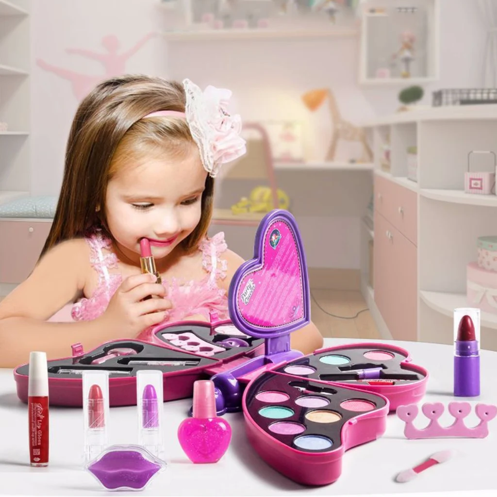 Бабочка Детская косметика набор безопасный нетоксичный девушка принцесса макияж тени, блеск для губ комплект ролевые игры обучающая игрушка