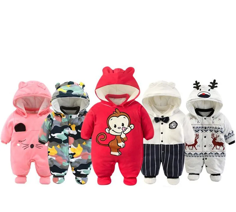 Winter New Cartoon Deer Animal Newborn Rompers Fashion Cotton Baby Boy Clothes Bebe Girl Cute Clothes Stripes, Camouflage Wear13