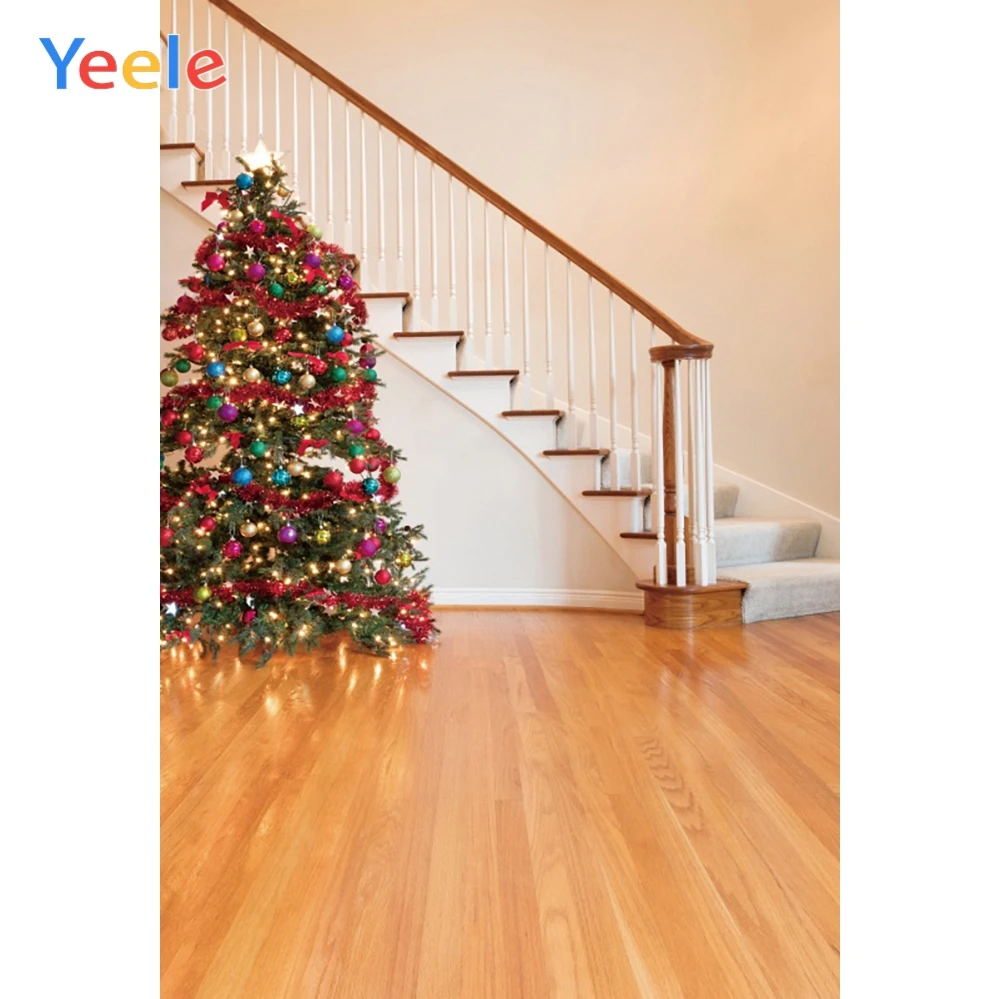 

Yeele Photography Backdrops Interior Luxury Staircase Wood Christmas Tree Professional Photographic Backgrounds For Photo Studio