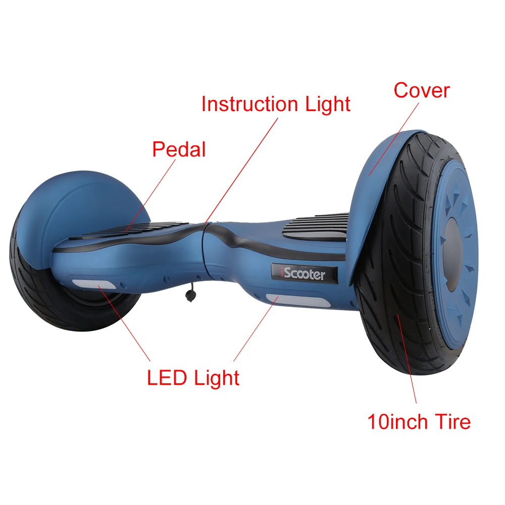 iScooter Ховерборд 10 дюймов двухколесный умный самобалансирующийся скутер электрический скейтборд с Bluetooth динамиками giroskuter