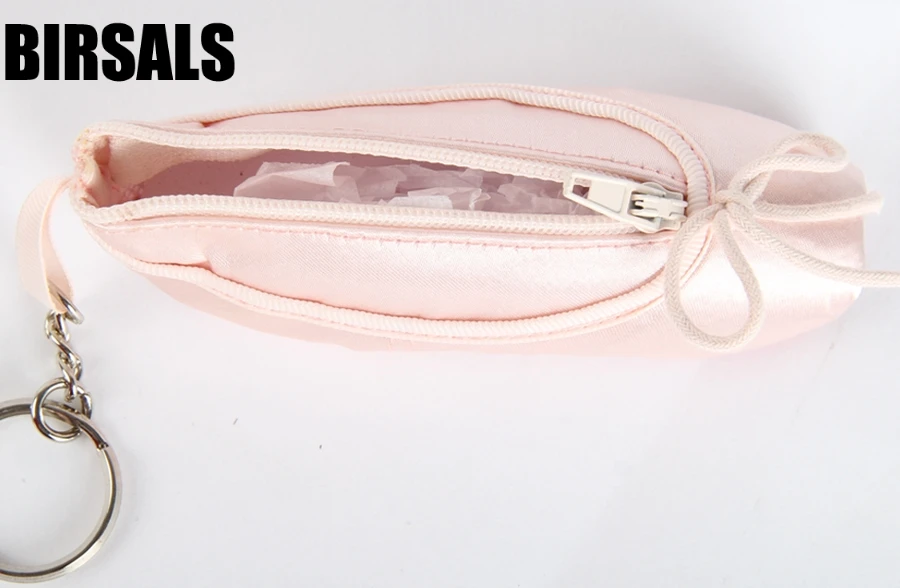 girls child professional satin ballet pointe shoe coin purse ballerina keyring wallet ballet key ring gifts key chain kids022