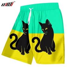 UJWI Человек Новое милое животное 3D Печатный кот Лидер продаж Зеленый Желтый сшитые оптом индивидуальные мужские пляжные шорты