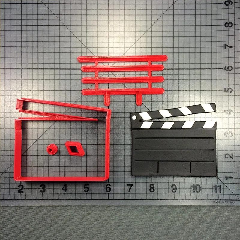 

Clapper Board Cookie Cutter Set Fondant Cupcake Top Mould Custom Made 3D Printed Movie Camera Film Reel Cake Cutter Decoration