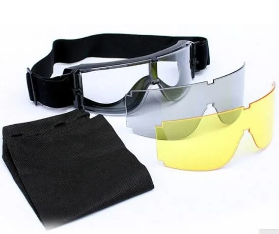 Military Tactical Goggles – 3 Interchangeable Lens Set (Black, Clear, Yellow) For Paintball, Airsoft, & Outdoor Sports