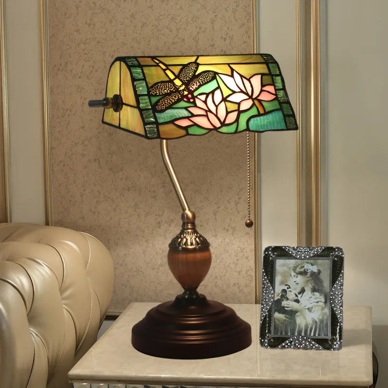 Antique Nordic Art Deco Turkish Mosaic Rustic Stained Glass Red Bedroom Bedside Desk office Table Lamp Light For Living Bed Room