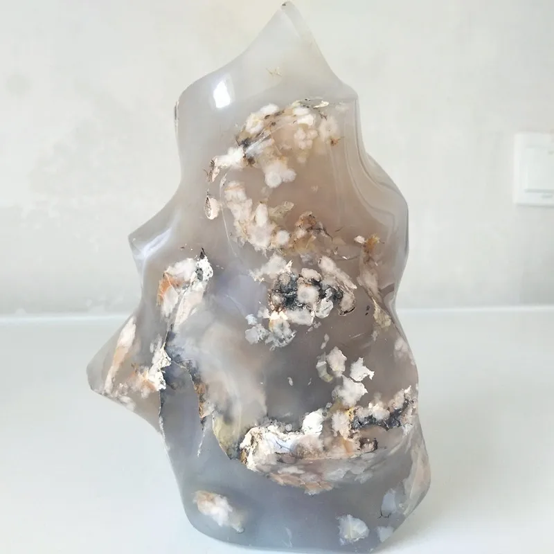 100% Natural stone sakura agate crystal flame home decoration agate ice cream geomantic agate small stones and healing crystals