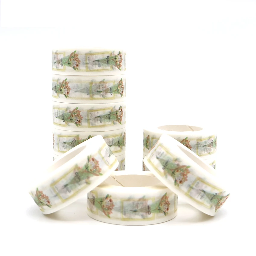 

10m*15mm Creative Flower Pattern Washi Tape School Office Decorative Sticky Paper Masking Tape Self Adhesive Tape Scrapbook Tape