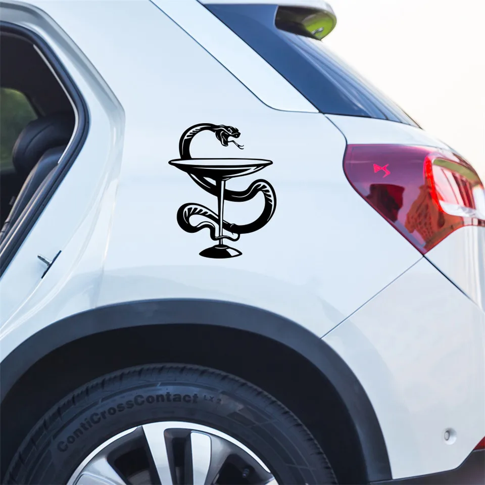 Car Sticker Medicine Symbol Snake Car Sticker Motorcycle Vinyl Decal BlackSilve 13.7cm17.2cm  (7)