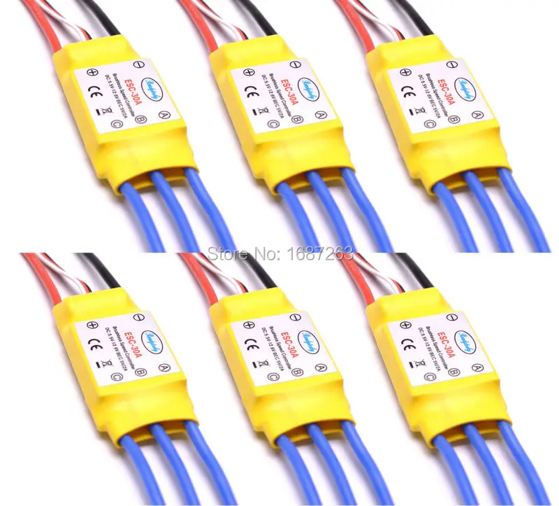

30A 10pcs 6pcs Brushless Multicopter Motor Speed Controller RC BEC ESC T-rex 450 Helicopter